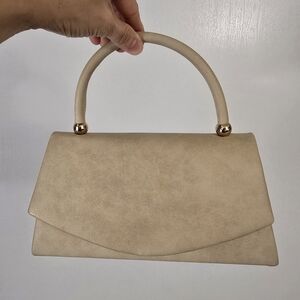 Handbag Elegant Tan Clutch with Gold Details